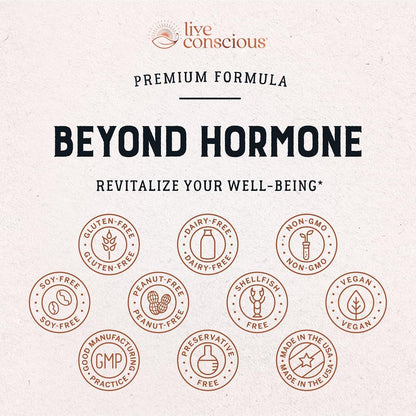 Live Conscious Beyond Hormone – Menopause & PMS Supplement with Berberine, DIM, Chaste Tree Berry, Maca Root, Myo & D-Chiro-Inositol – 90 Capsules