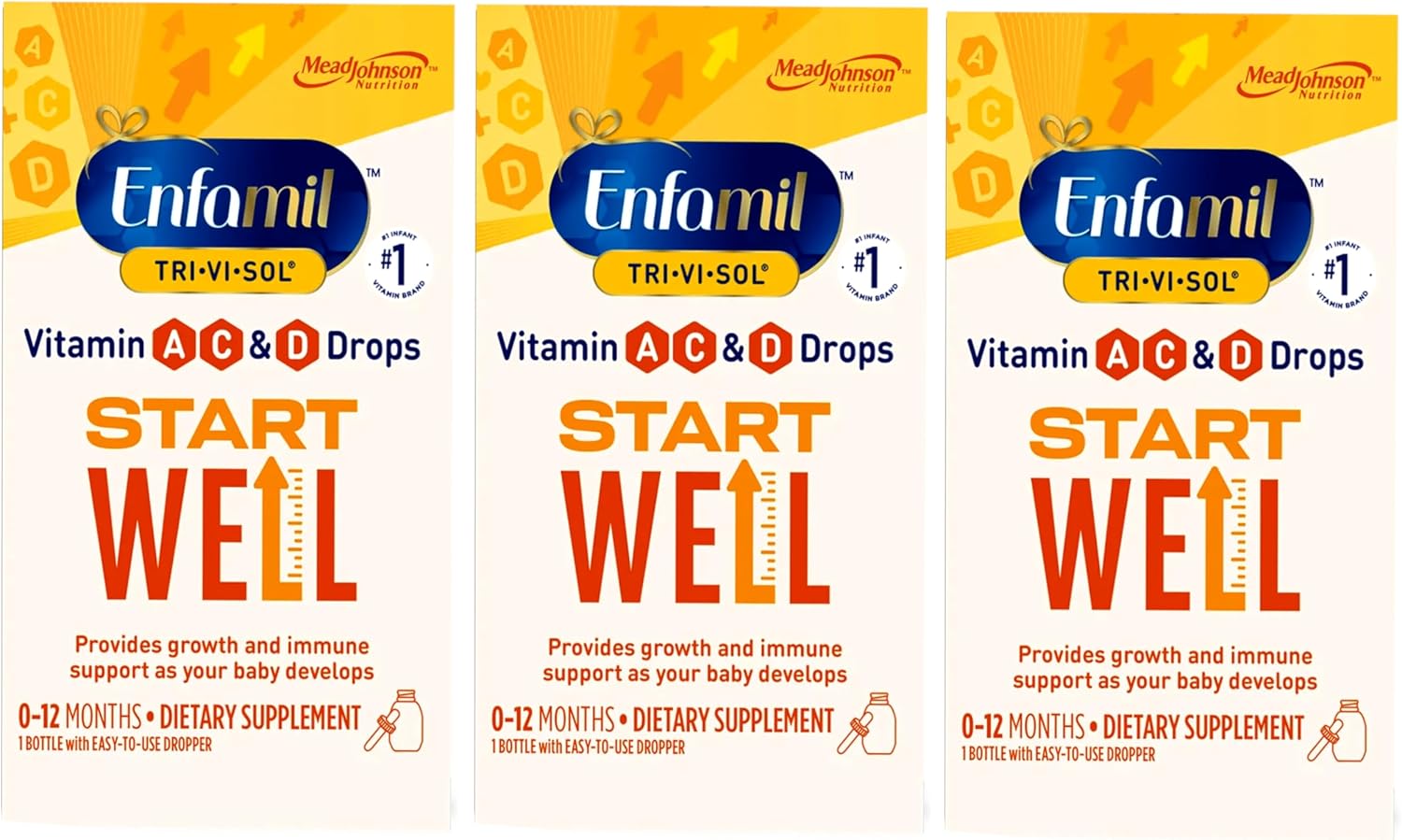 Enfamil Tri-Vi-Sol Vitamin A, C & D Multi-Vitamin Drops for Infants, 50 ml Dropper Bottle (Pack of 2) - görsel 1