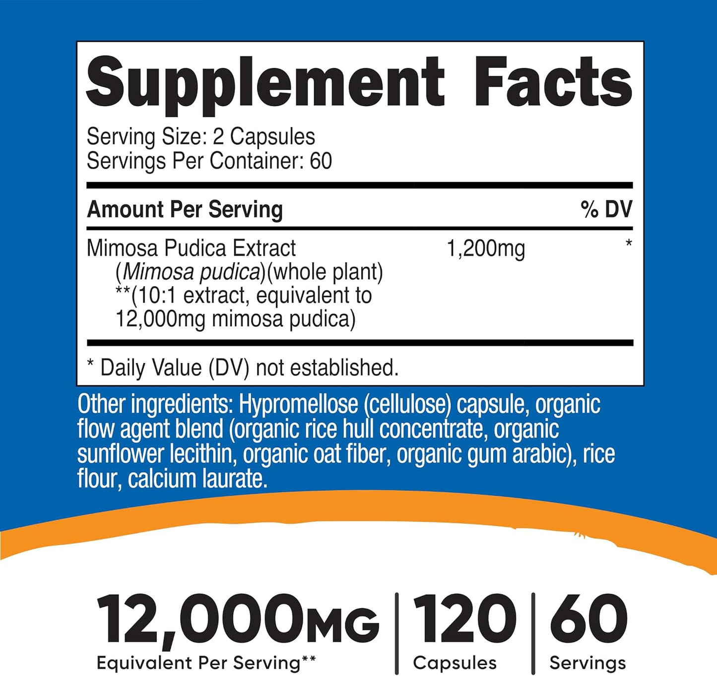 Nutricost Mimosa Pudica Seed Extract - 120 Capsules, 60 Servings, Vegan, Non-GMO, Gluten-free - görsel 2