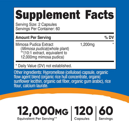 Nutricost Mimosa Pudica Seed Extract - 120 Capsules, 60 Servings, Vegan, Non-GMO, Gluten-free