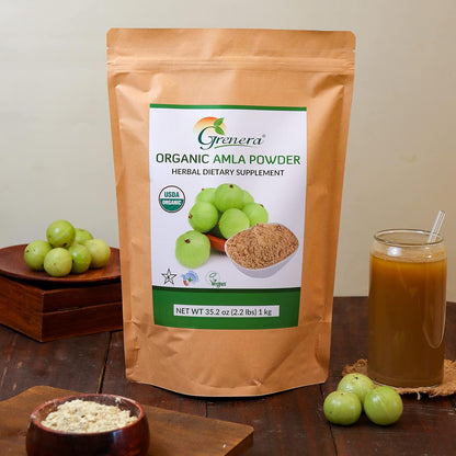 Grenera Organic Amla Powder | Organic Indian Gooseberry | Non-GMO, Vegan, Kosher & Gluten-free | 1 kg