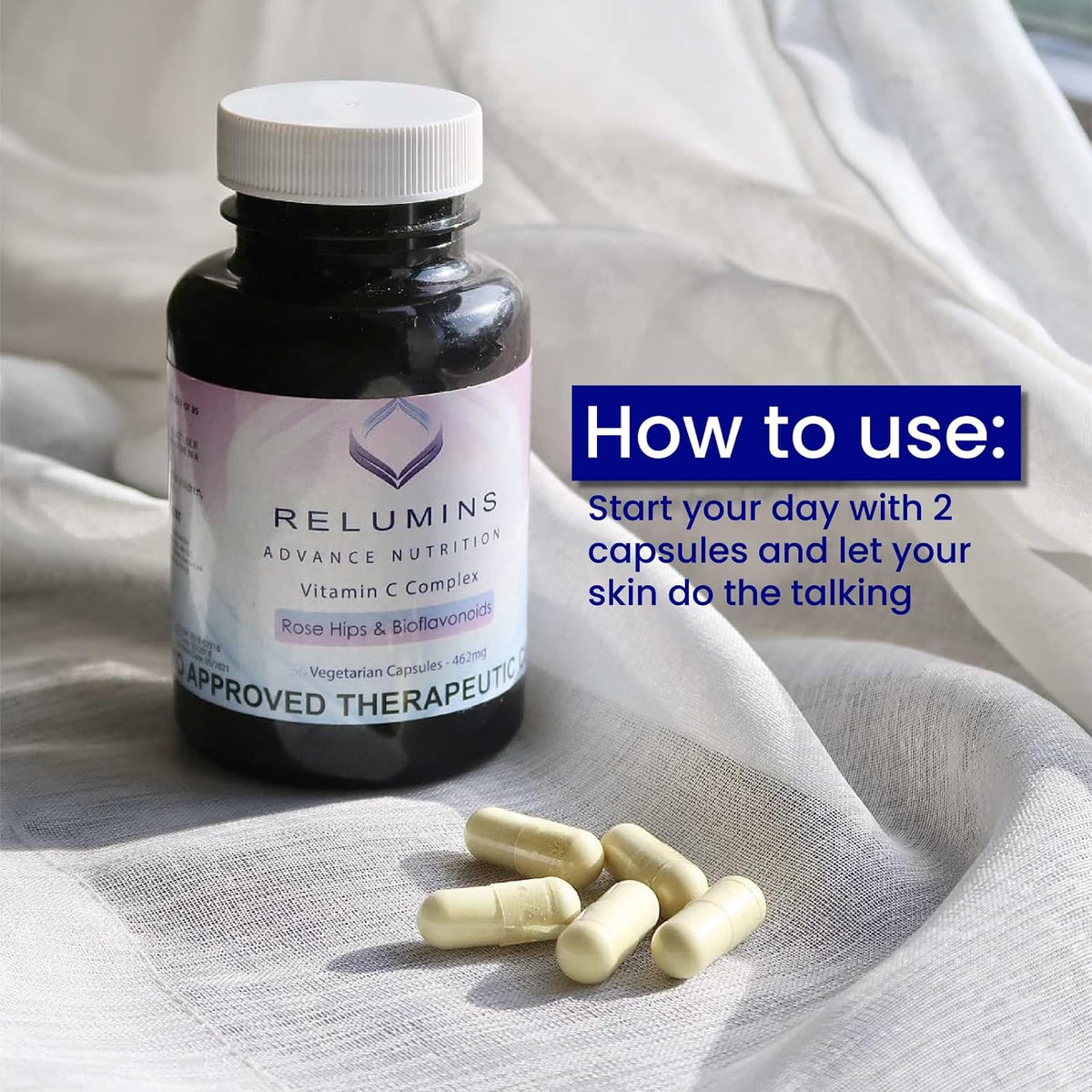 Relumins Advanced Vitamin C Supplement with Rose Hips - 1000mg, 180 Capsules x 3 Bottles (9-Month Supply) - görsel 7