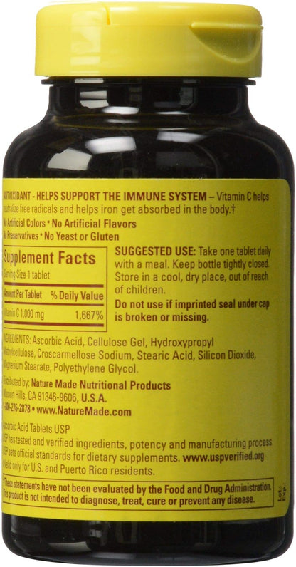 Nature Made Vitamin C 1000 mg Tablets, 100 Tablets
