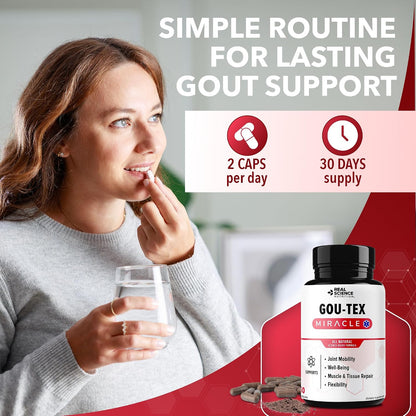 Real Science Gou-Tex – All Natural Gout Supplements & Uric Acid Support for Mobility and Flexibility – Includes Vinitrox & GABA for Circulation and Joint Support, Made in USA – 60 Capsules