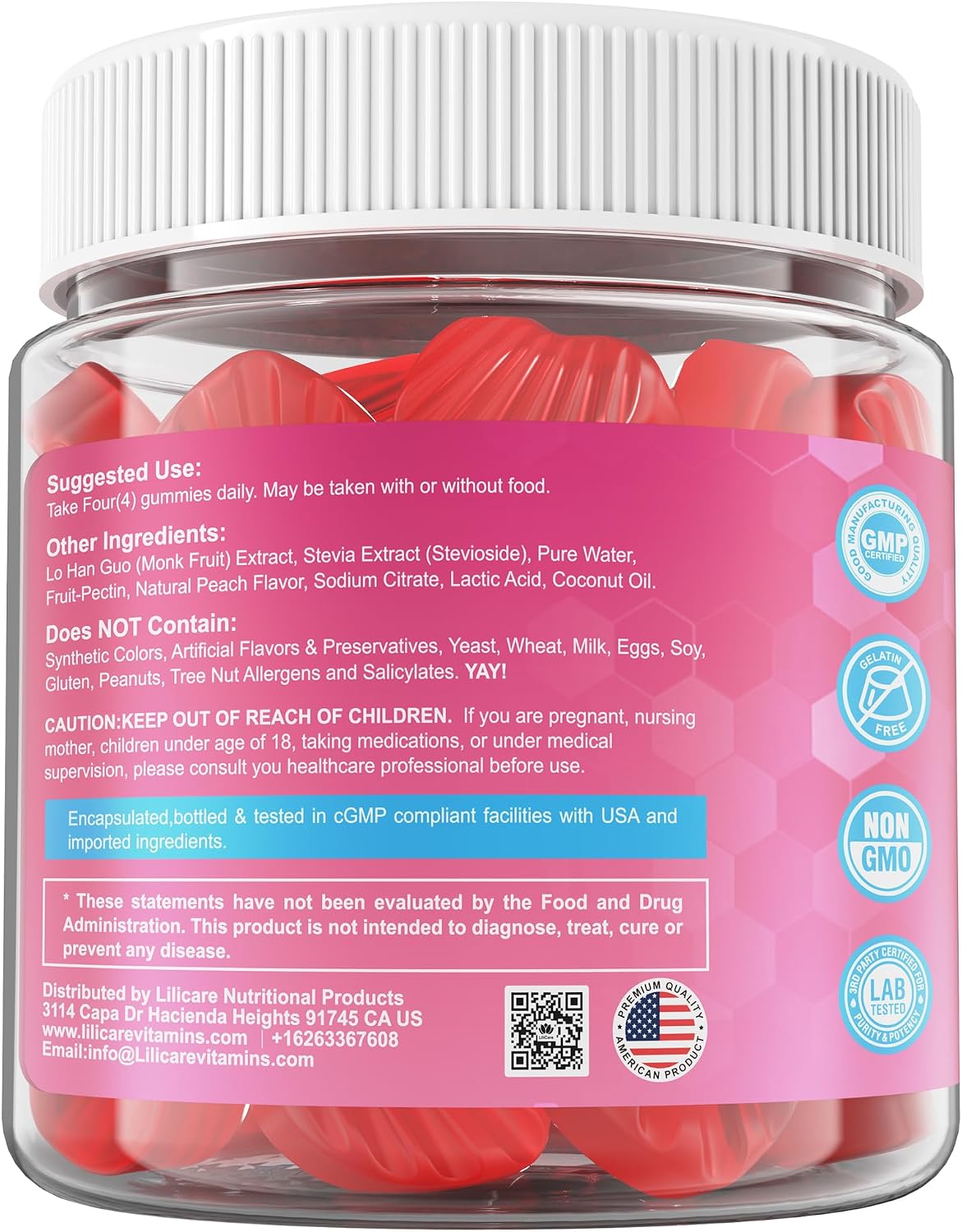 Creatine for Women Gummies: Micronised Creatine Monohydrate + Myo-Inositol, Collagen, BCAAs, Sugar Free - 120 Counts - görsel 7