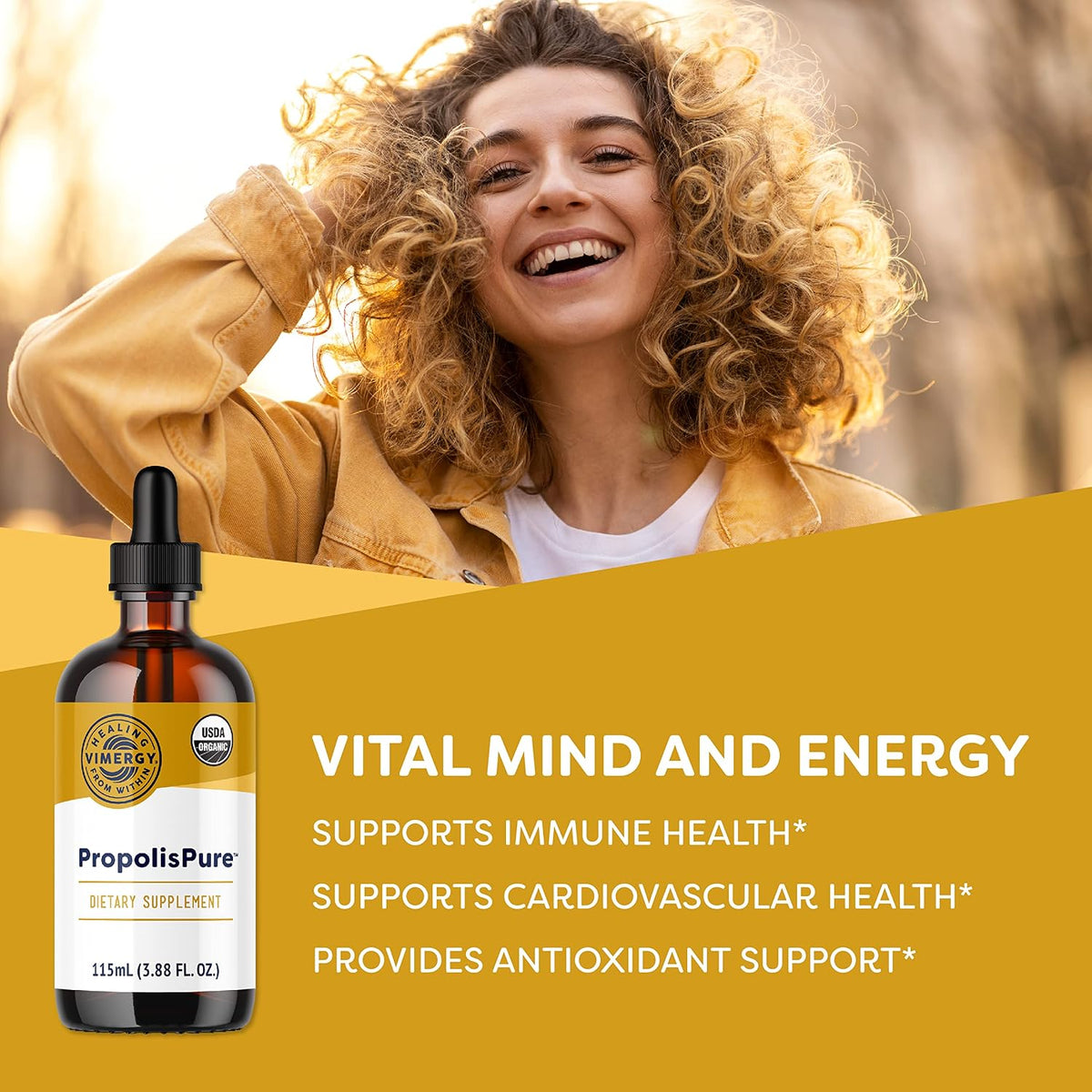 Vimergy PropolisPure® – USDA Organic Propolis Liquid Extract for Immune and Respiratory Support - görsel 2
