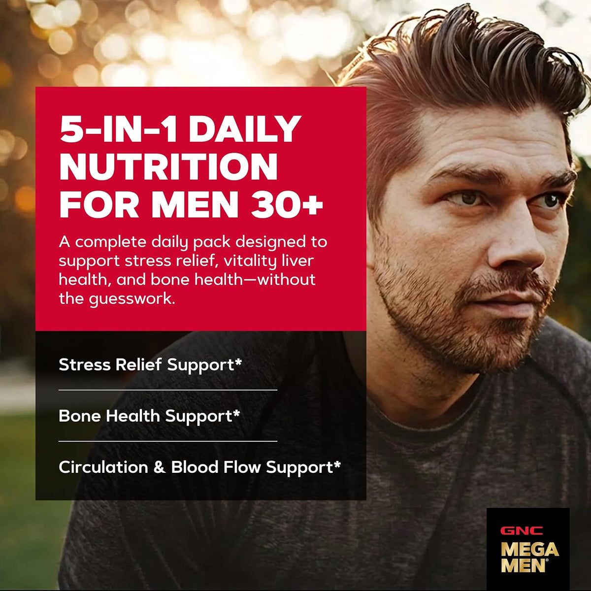 GNC Men's 30+ Vitapak Programme – 5-in-1 Daily Multivitamin with Minerals, Bone Support & Relaxation - görsel 2