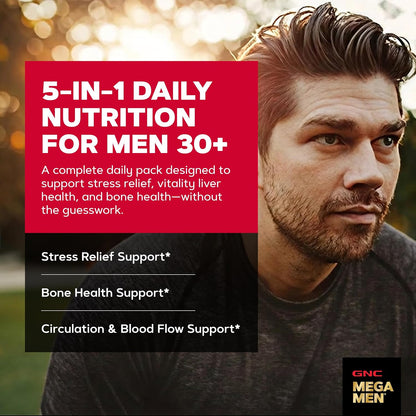GNC Men's 30+ Vitapak Programme – 5-in-1 Daily Multivitamin with Minerals, Bone Support & Relaxation