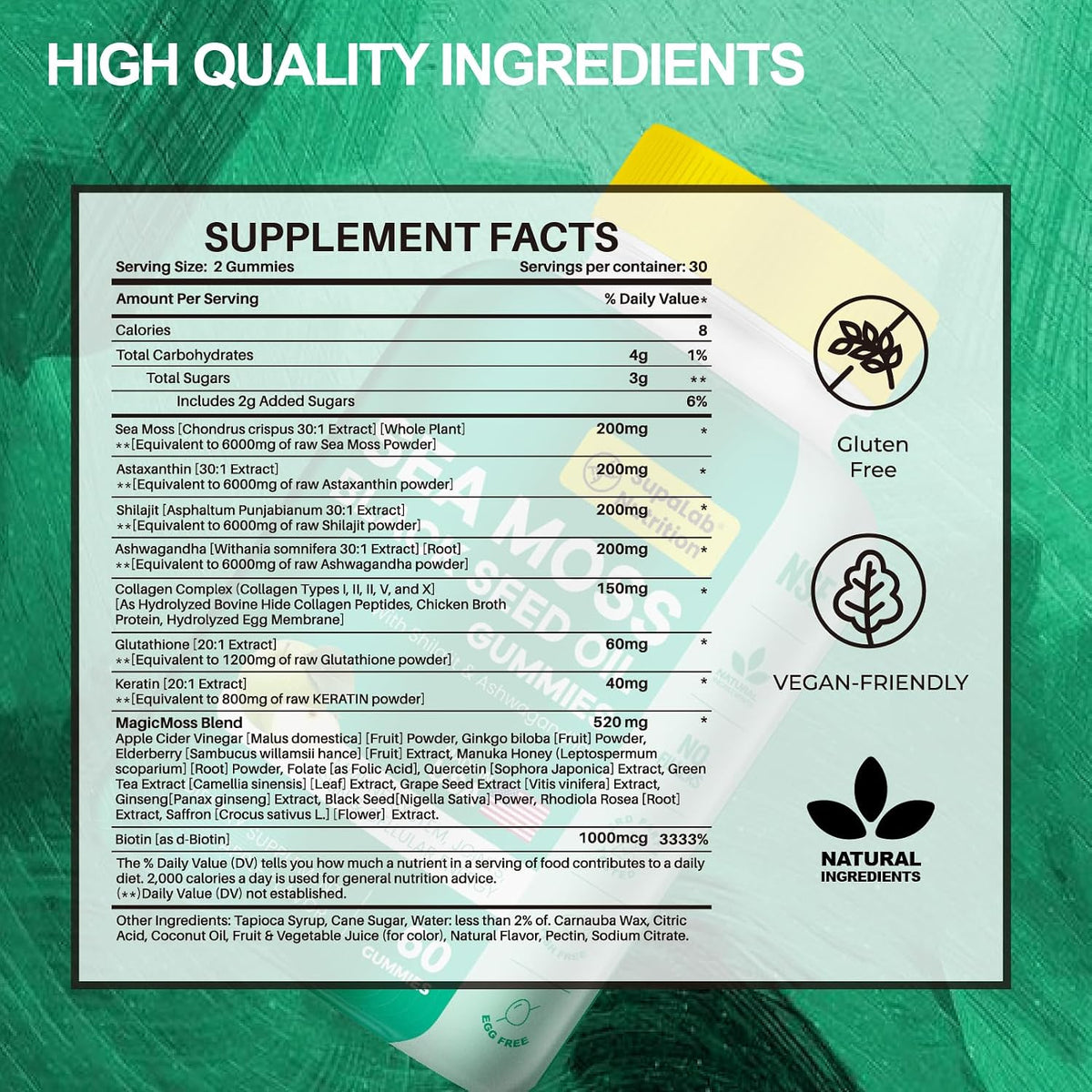 Sea Moss Gummies with Shilajit, Ashwagandha & Astaxanthin, Rich in Minerals & Vitamins for Immunity, Gut Health & Energy - Superfood Sea Moss Supplements - 60 Gummies - görsel 2