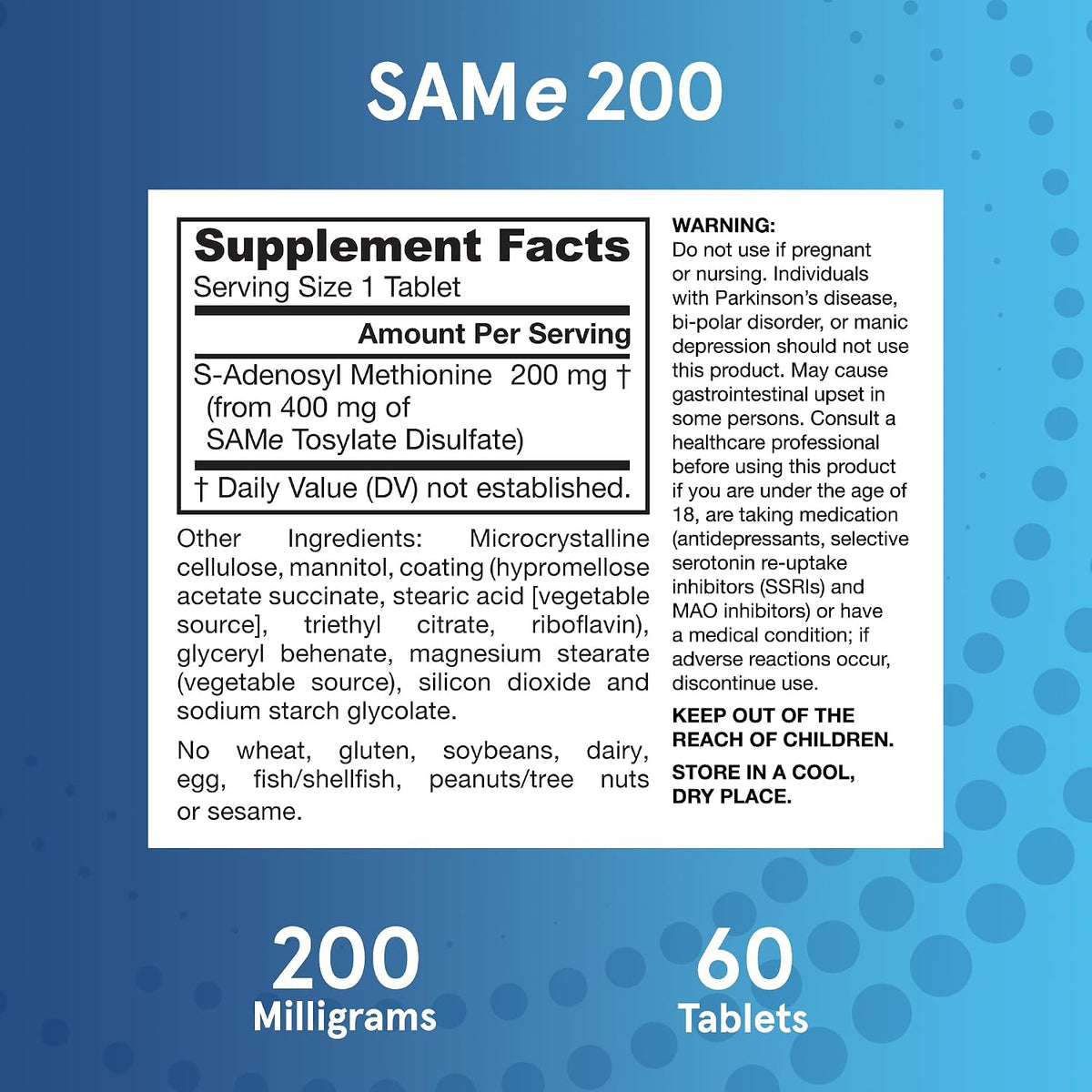 Jarrow Formulae SAMe 200 mg - 60 Tablets - Food Supplement - görsel 6