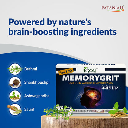 Patanjali Divya Memorygrit – Ayurvedic Food Supplement for Memory, Focus and Brain Health (20 Tablets)