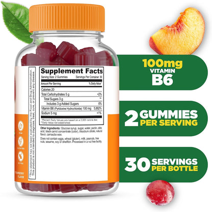 Lifeable Vitamin B6 Gummies - 100mg - Strawberry Flavour - 60 Count – Image 2