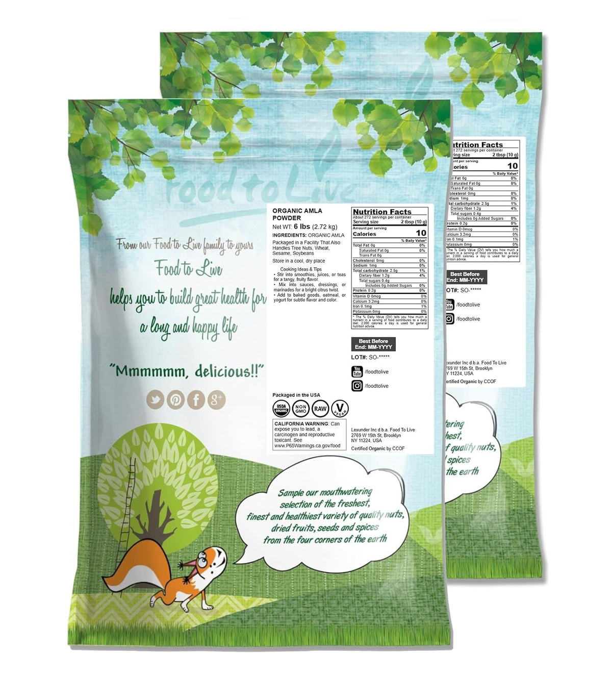 Food to Live Organic Amla Berry Powder – Drinks and teas: Mix with warm water, honey, and lemon for a refreshing – Image 2