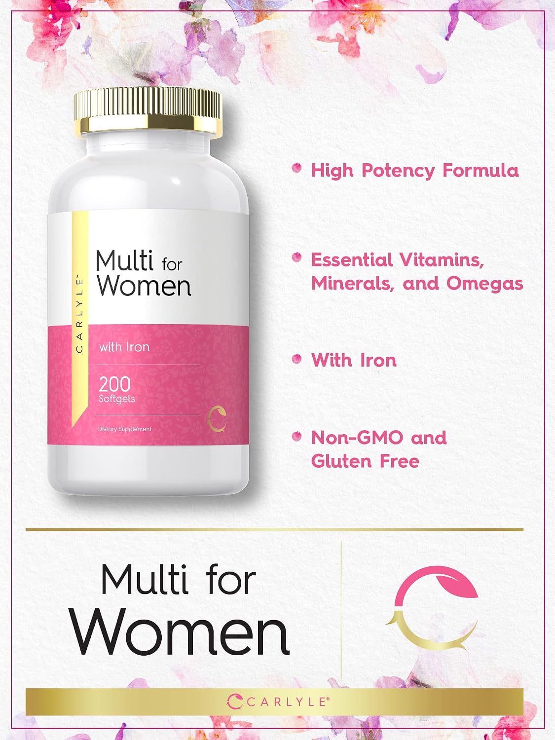 Carlyle Multivitamin for Women with Iron - 200 Softgels - görsel 3