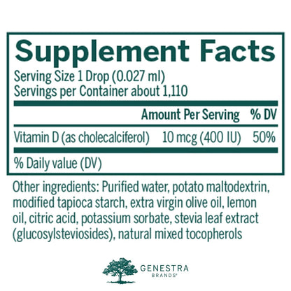 Genestra Brands D-Mulsion 400 - Liquid Vitamin D Supplement - Natural Lemon Flavour - 1,110 Servings