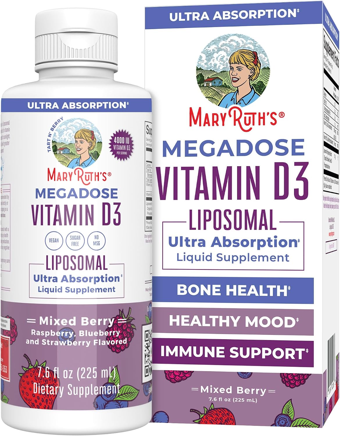MARYRUTH'S Megadose Vitamin D3 Liposomal Drops – 4000 IU, Vegan, Non-GM, 45 Servings - görsel 1