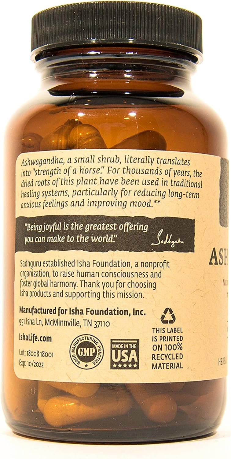 ISHA Ashwagandha Supplement – Natural Herbal Supplement, 500 mg, 90 Vegan Capsules - görsel 2