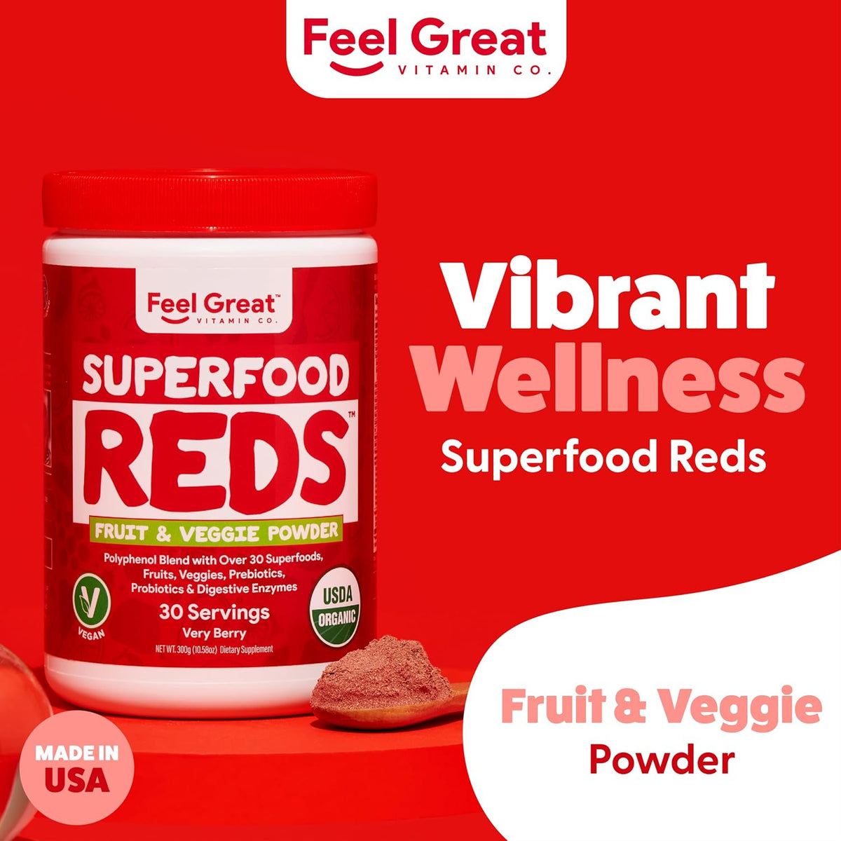Feel Great Organic Superfood Reds Powder - görsel 3