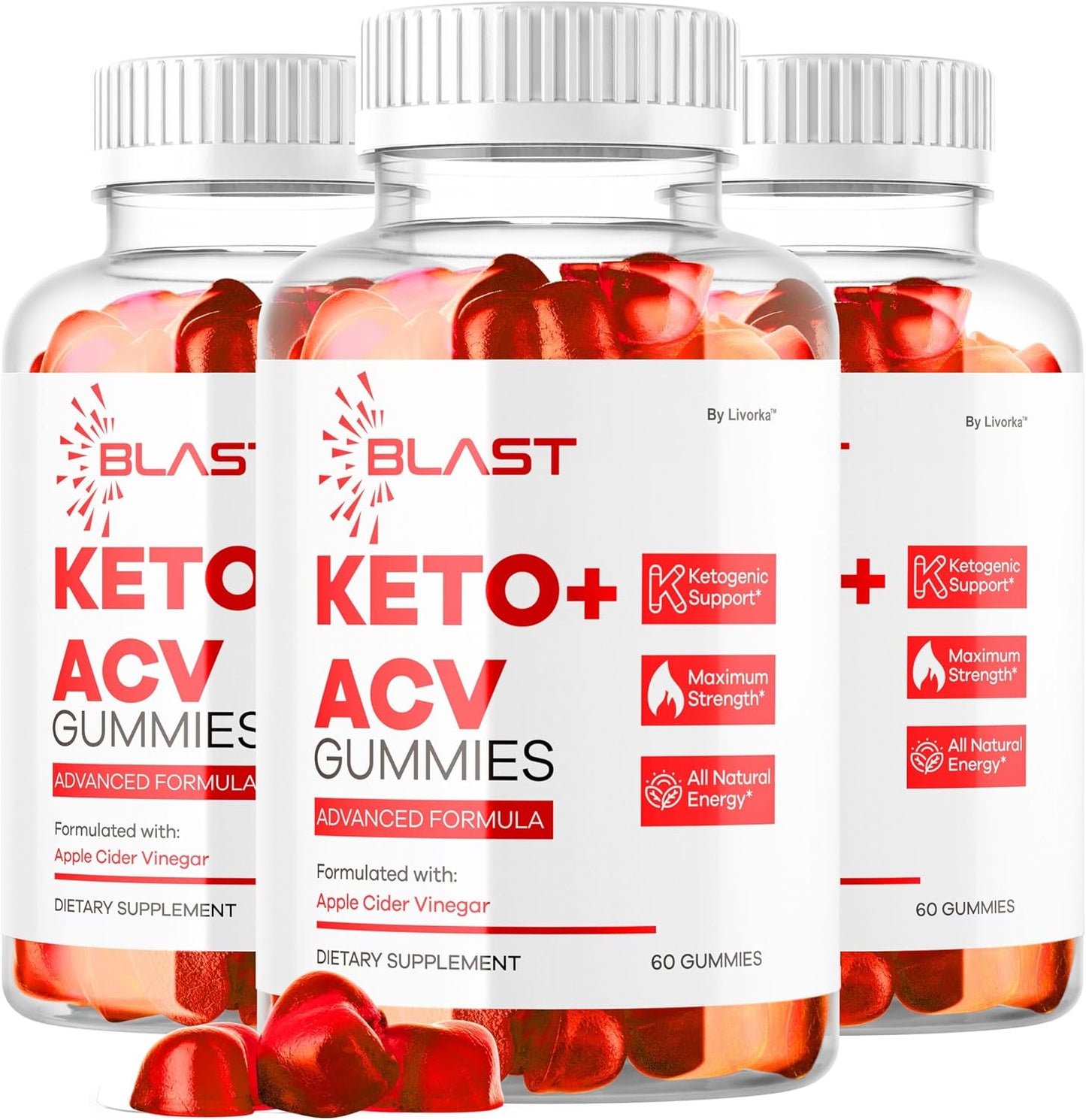 (3 Pack) Blast Keto ACV Gummies – Premium Apple Cider Vinegar Supplement, 180 Gummies - görsel 1