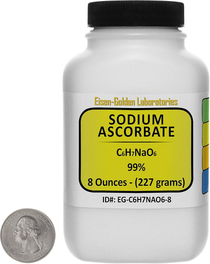 Sodium Ascorbate [C6H7NaO6] 99% Pharmaceutical Grade Powder 227 g in a Bottle