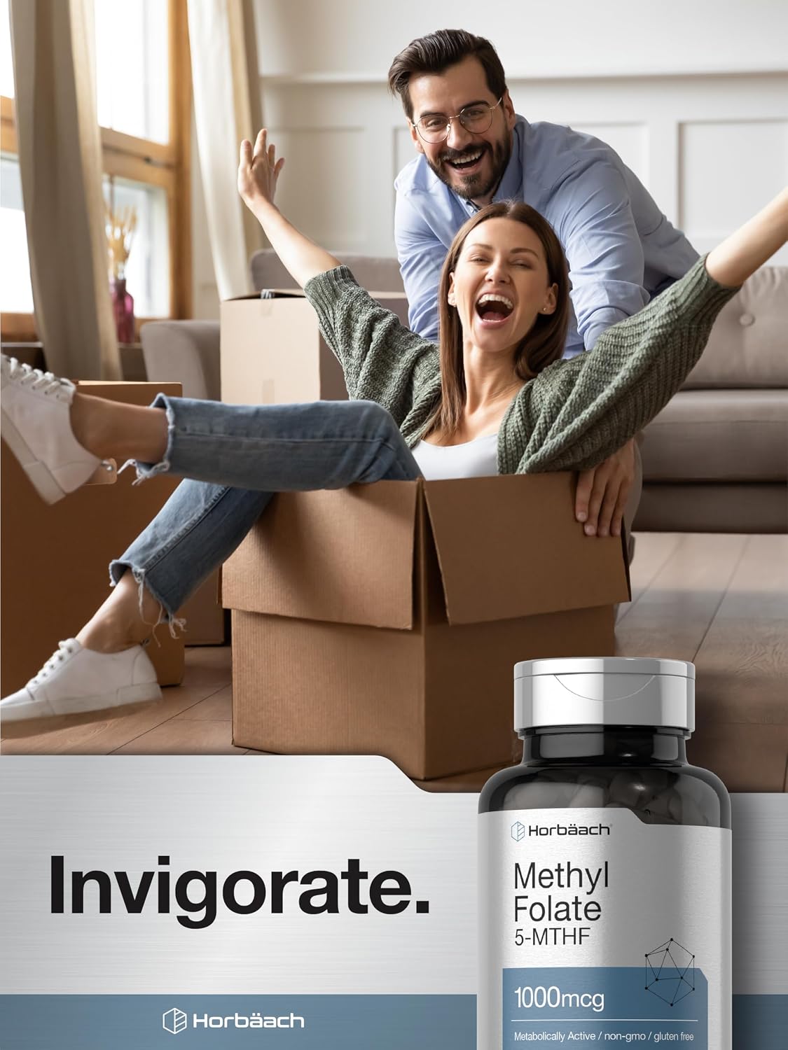 Horbäach Methyl Folate Supplement | 1000 mcg | 200 Capsules | Active 5-MTHF - görsel 6