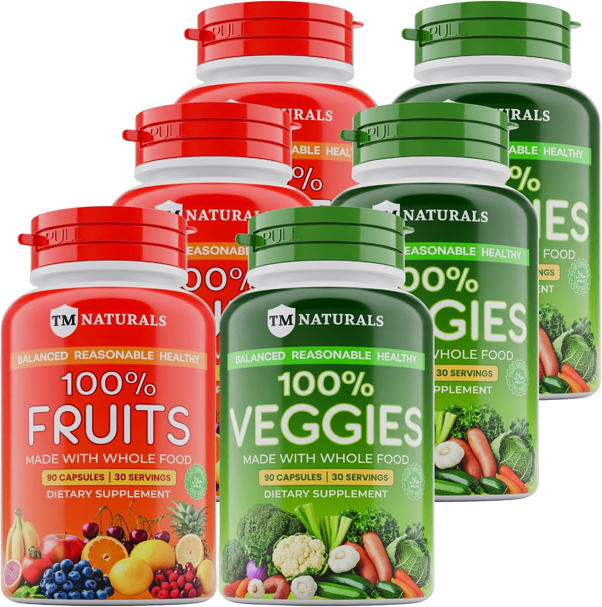 TM NATURALS Fruit and Veg Supplement - Superfood Capsules for Men and Women, 180 Capsules (Pack of 4) - görsel 10