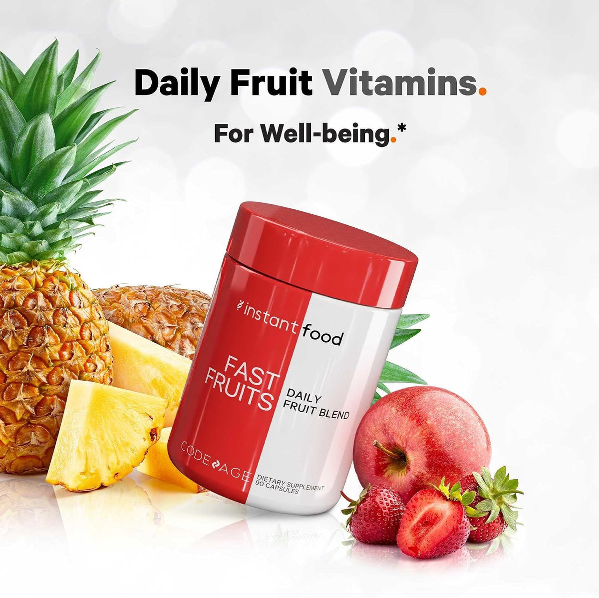 Codeage Instantfood Fast Fruits - Over 15 Fruit Powders Blend - Vegan Whole Food Multivitamin - Non-GMO - 90 Capsules - görsel 4