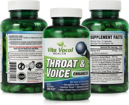 VitaVocal Throat & Voice Enhancer - Natural Herbal Food Supplement for Vocal Clarity and Throat Comfort