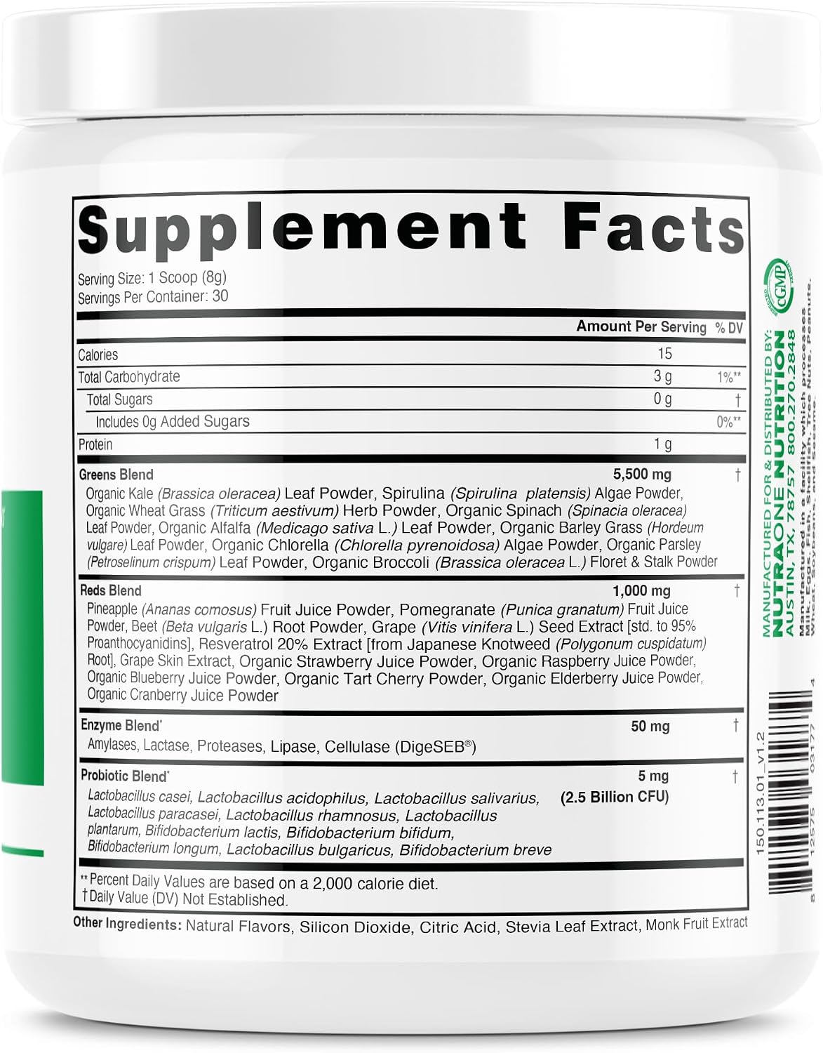 NutraOne Ideal Greens Antioxidant & Nutrient-Rich Superfood Greens Powder, Berry, 30 Servings - görsel 3