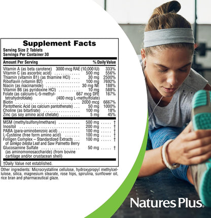 NaturesPlus Ultra Hair Plus - Sustained-Release Hair Supplement for Men & Women, 60 Tablets (Pack of 2)