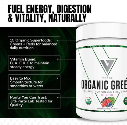 VEDGE Nutrition Organic Greens - Vegan – Those Seeking Organic Options: Perfect for those who prioritise organic, – Image 4