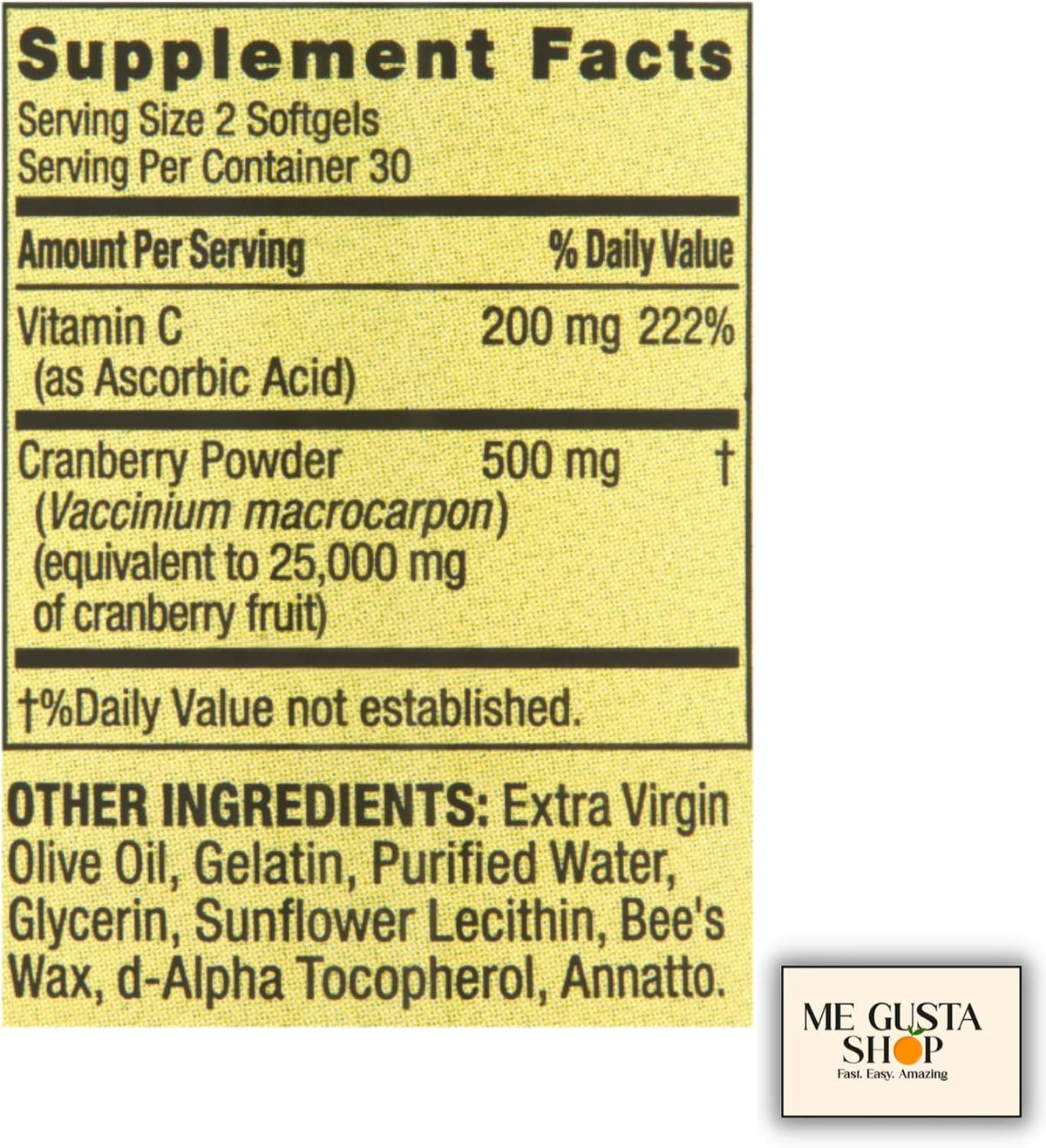 Spring Valley Cranberry 500mg plus Vitamin C 200mg per Serving, Food Supplement Softgels 60 Count Includes Pill Organiser - görsel 2