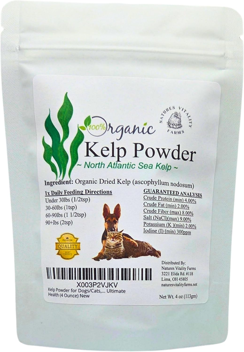 Kelp Powder for Dogs and Cats - Natural North Atlantic Sea Kelp - Vitamins, Minerals & Antioxidants - 15 oz (425 g) - görsel 5