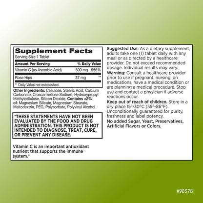 Quality Choice 500 mg Vitamin C with Rose Hip Tablets - 100 Count Bottle