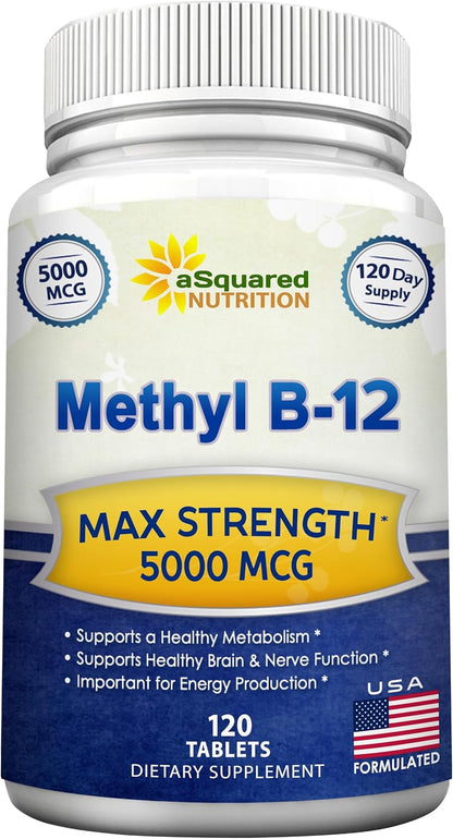 aSquared Nutrition Vitamin B12 5000mcg with Methylcobalamin - 120 Tablets