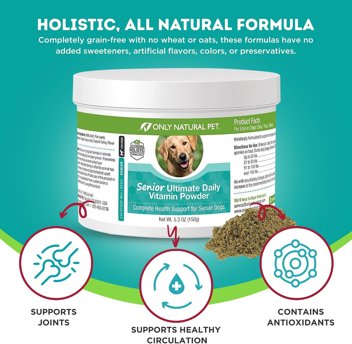 Only Natural Pet Senior Ultimate Daily Canine Vitamin Supplement - 150 g Turkey Flavour Powder - görsel 3