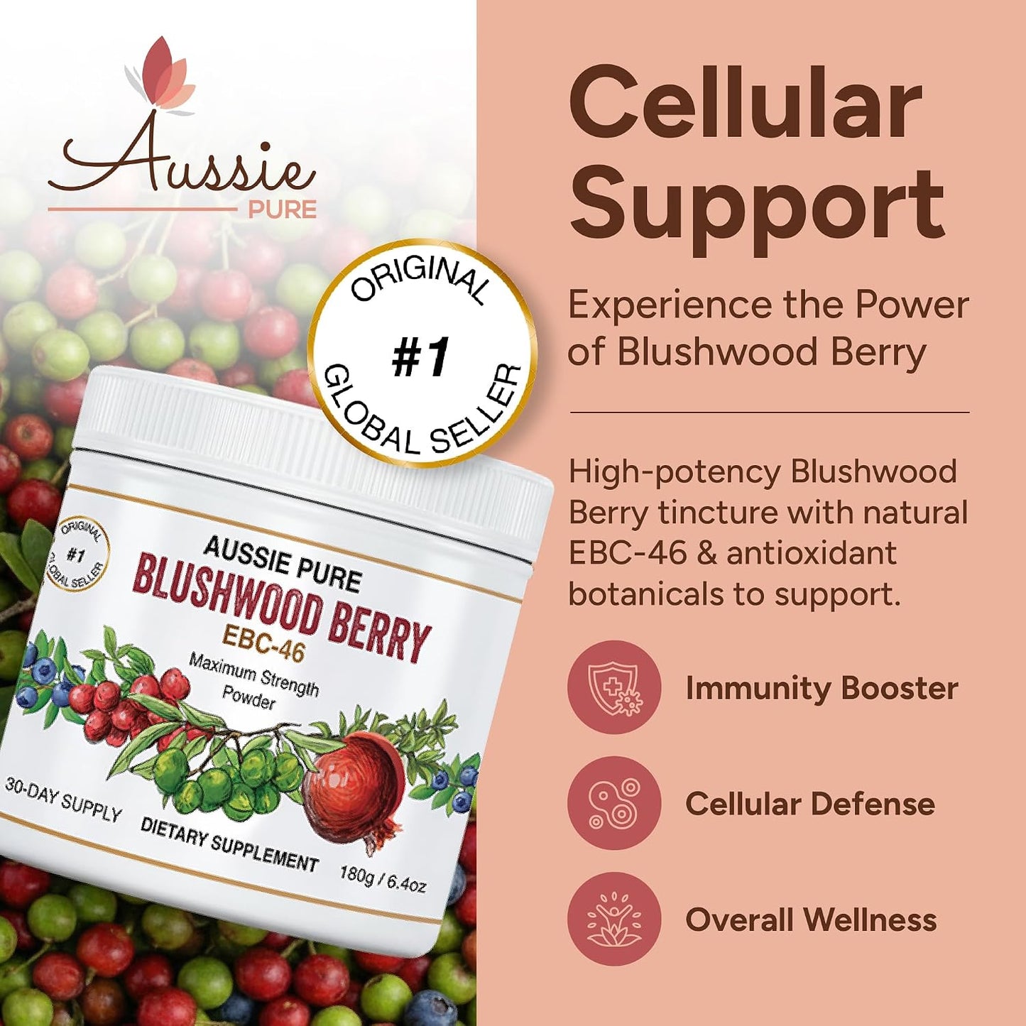 Aussie Pure Blushwood Berry Powder EBC-46 – Maximum Strength Immune and Cellular Support (180g) - görsel 3