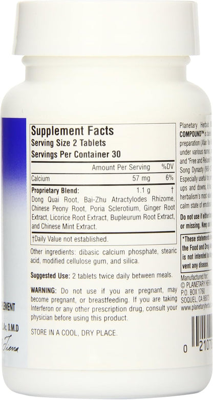 Planetary Herbals Bupleurum Calmative Compound Tablets, 60 Count