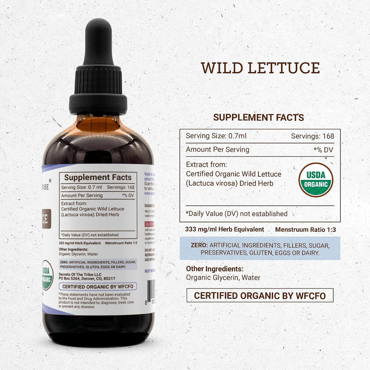 Secrets of the Tribe Wild Lettuce USDA Organic Alcohol-Free Extract, 4 oz - görsel 4