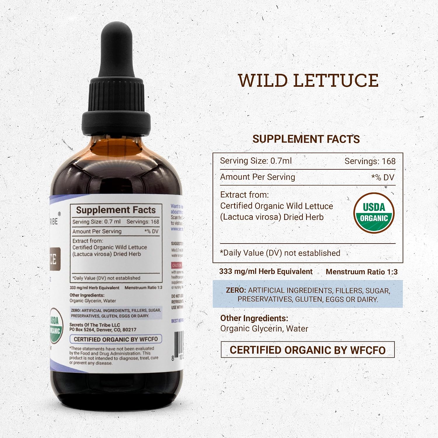 Secrets of the Tribe Wild Lettuce USDA Organic Alcohol-Free Extract, 4 oz - görsel 4