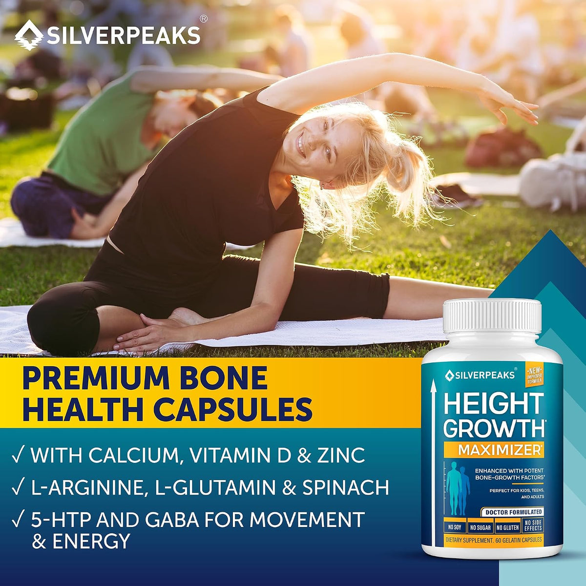 Height Growth Maximizer - Natural Capsules to Support Height Potential | Made in the USA with Calcium, Zinc, GABA & Vitamin D3 for Bone Strength and Joint Support* | Hormone-Free, 60 Capsules - görsel 7