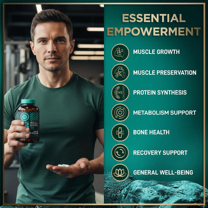 3,000mg HMB Supplement with Vitamin D3 – Muscle Growth, Strength and Rapid Workout Recovery – HMB Supplements for Men and Women – Calcium Beta-Hydroxy Beta-Methylbutyrate – 180 Capsules