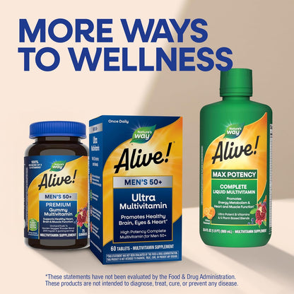 Nature's Way Alive! Ultra Potency Multivitamin for Men 50 Plus, 150 Tablets
