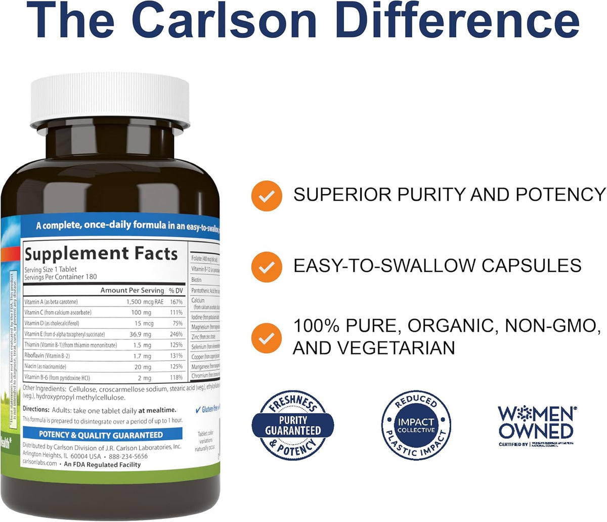 Carlson Mini-Multi Multivitamin Tablets - 180 Mini Tabs - görsel 2