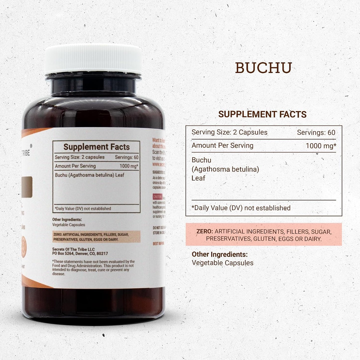 Secrets of the Tribe Buchu 1000mg Capsules (120 Count) - görsel 3
