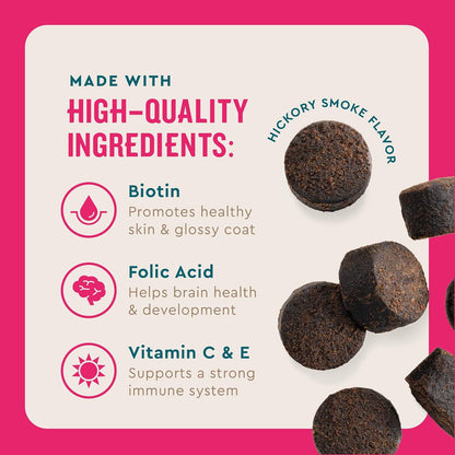 VetIQ Multivitamin Supplement for Dogs, Supports Brain, Immune & Digestive Health, Hickory Smoke Flavour, 60 Soft Chews