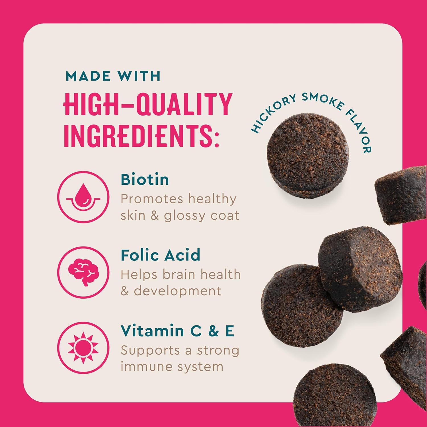 VetIQ Multivitamin Supplement for Dogs, Supports Active Brain Function, Immune System, and Digestive System, Hickory Smoke Flavoured Dog Multivitamin, Made in the USA, 60 Count - görsel 3