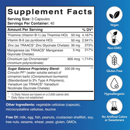 Patient One Glucose Care – Food Supplement for Normal Glucose Metabolism and Cardiovascular Health with Chromium, Cinnamon and B Vitamins (120 Capsules)