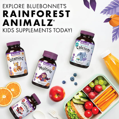 Bluebonnet Nutrition Rainforest Animalz Vitamin C Animal Shape Chewable Tablets, 250mg, Orange Flavour, 90 Count
