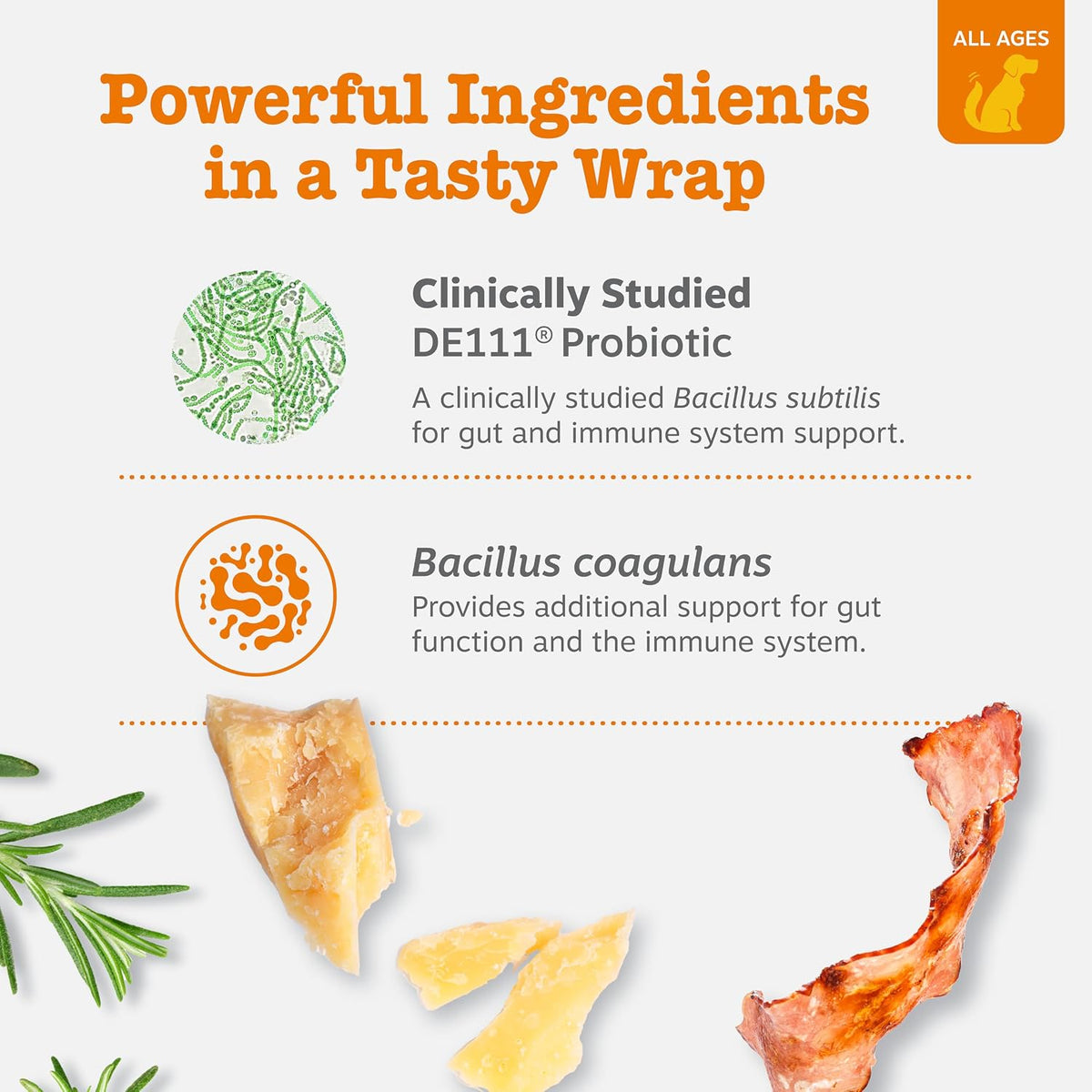 Zesty Paws Pill Wrap Probiotic Paste for Dogs – Bacon Flavour – with DE111 Bacillus subtilis – Immune & Digestive Support – – Image 3